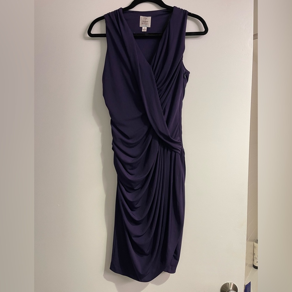 Suzi chin for Maggie Boutique purple draped jersey dress. Very flattering-size 6